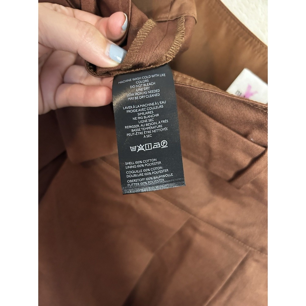 Anthropologie Brown Pleated Belted Mini Skort Size 8 Chocolate Twill NEW - Picture 10 of 11